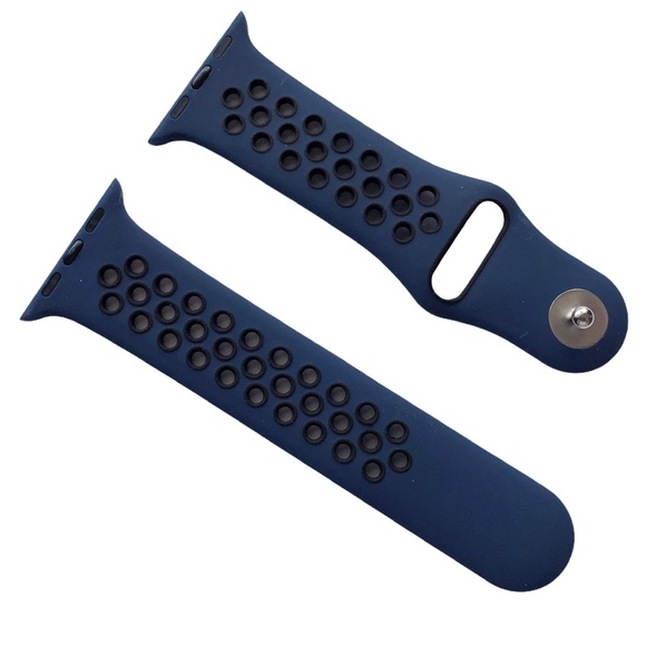 5/$20 NEW Navy Blue Holes Silicone Sport Band Apple Watch 38/40/41mm S/M - Picture 2 of 8